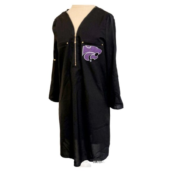 Kansas State Wildcats Womens Gameday Couture Black Shirt Dress S Beaded Tailgate - Picture 3 of 16
